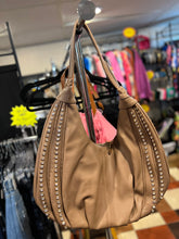 Load image into Gallery viewer, VEGAN BAG: RHINESTONE HOBO (CAMEL)