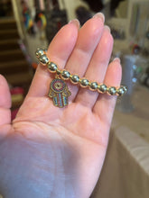 Load image into Gallery viewer, L & J COLLECTION BRACELET: STACKER HAMSA RAINBOW PAVE CHARM