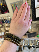 Load image into Gallery viewer, L & J COLLECTION BRACELET: STACKER WOOD BEADS (GREEN)