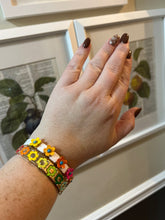 Load image into Gallery viewer, SALE BRACELET: STRETCHY ENAMEL RED WHITE HEART GOLD