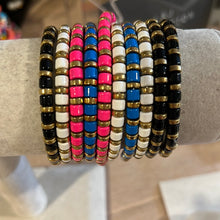 Load image into Gallery viewer, SALE BRACELET: ENAMLE W GOLD BEAD (BLACK/BLUE/PINK/WHITE)