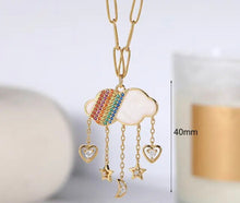 Load image into Gallery viewer, NECKLACE: RAINBOW CLOUD W CHARMS