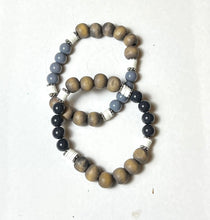 Load image into Gallery viewer, L & J COLLECTION BRACELET: STACKER WOOD AND GLASS BEAD MIX
