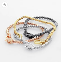 Load image into Gallery viewer, BRACELET: LOBSTER CLASP BEAD W PAVE (GOLD/SILVER)