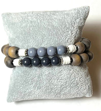 Load image into Gallery viewer, L & J COLLECTION BRACELET: STACKER WOOD AND GLASS BEAD MIX