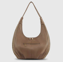 Load image into Gallery viewer, VEGAN BAG: RHINESTONE HOBO (CAMEL)