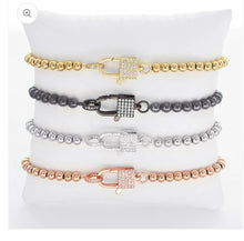 Load image into Gallery viewer, BRACELET: LOBSTER CLASP BEAD W PAVE (GOLD/SILVER)