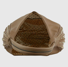 Load image into Gallery viewer, VEGAN BAG: RHINESTONE HOBO (CAMEL)