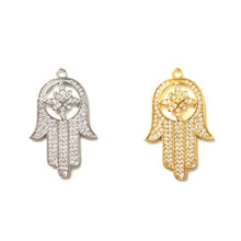 Load image into Gallery viewer, CHARM: RHINESTONE HAMSA (GOLD/SILVER)