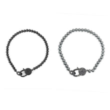 Load image into Gallery viewer, BRACELET: LOBSTER CLASP BEAD W PAVE (GUNMETAL/BLACK)
