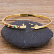Load image into Gallery viewer, SALE BRACELET: BANGLE RAINBOW STONES