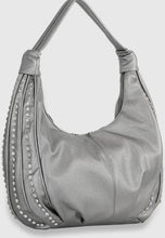 Load image into Gallery viewer, VEGAN BAG: RHINESTONE HOBO ACCENT (SILVER)