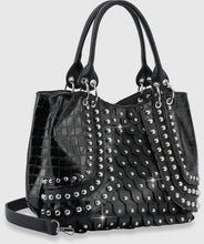 Load image into Gallery viewer, VEGAN BAG: RHINESTONE ACCENT LARGE TOTE HANDBAG