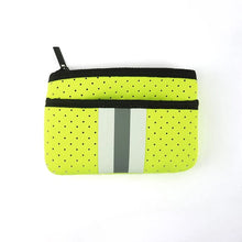 Load image into Gallery viewer, NEOPRENE ZIPPER POUCH/ KEY CHAIN: NEON YELLOW