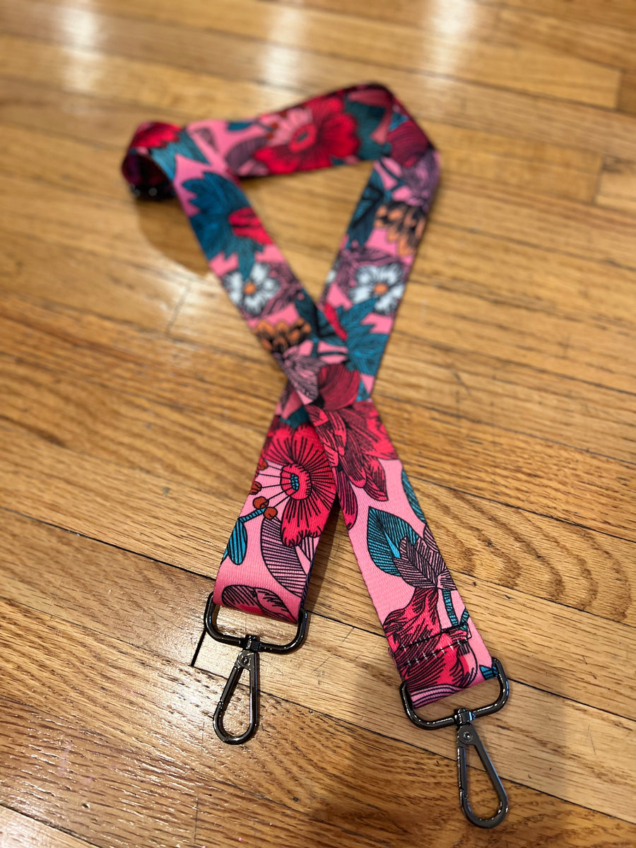BAG STRAP: CAMO PINK BLACK SHEEN (GOLD AND SILVER HARDWARE) – Popular by J  & M