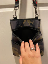 Load image into Gallery viewer, SALE NEOPRENE MESSENGER CAMO NAVY GREY RAINBOW STRIPE