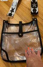 Load image into Gallery viewer, SALE MESSENGER: CLEAR JELLY BLACK W STAR STRAP (BLACK)