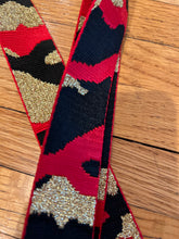 Load image into Gallery viewer, BAG STRAP: CAMO RED BLACK 1/5 NCHES (GOLD OR SILVER HARDWARE)