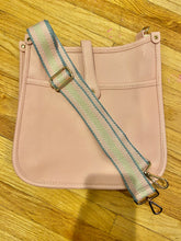 Load image into Gallery viewer, SALE VEGAN MESSENGER: PINK WITH STRIPE STRAP