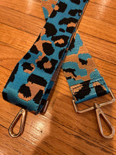 Load image into Gallery viewer, BAG STRAP: ANIMAL TEAL 2 INCHES(GOLD HARDWARE)