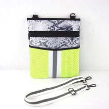 Load image into Gallery viewer, SALE NEOPRENE MESSENGER SNAKE NEON YELLOW