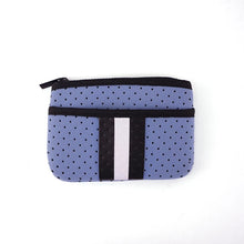 Load image into Gallery viewer, NEOPRENE ZIPPER POUCH/ KEY CHAIN: BLUE BLACK WHITE STRIPE