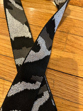 Load image into Gallery viewer, BAG STRAP: CAMO SILVER BLACK SHEEN (GOLD OR SILVER HARDWARE 2 INCH WIDE))