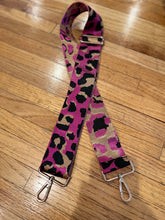 Load image into Gallery viewer, BAG STRAP: ANIMAL PRINT PURPLE (GOLD OR SILVER HARDWARE)