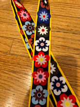 Load image into Gallery viewer, BAG STRAP: FLORAL DAISY SQUARES (GOLD HARDWARE)