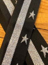 Load image into Gallery viewer, BAG STRAP: STAR BLACK SILVER STAR (GOLD OR SILVER HARDWARE)