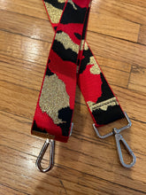 Load image into Gallery viewer, BAG STRAP: CAMO RED BLACK 1/5 NCHES (GOLD OR SILVER HARDWARE)