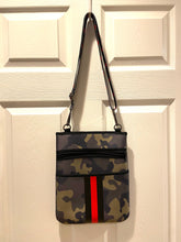 Load image into Gallery viewer, SALE NEOPRENE MESSENGER GREEN/BLACK CAMO W BLACK STRIPE