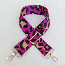 Load image into Gallery viewer, BAG STRAP: ANIMAL PRINT PURPLE (GOLD OR SILVER HARDWARE)