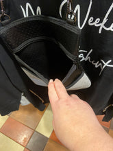 Load image into Gallery viewer, SALE NEOPRENE MESSENGER PURPLE TIE DYE STRIPE