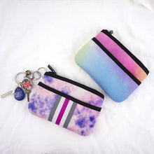 Load image into Gallery viewer, NEOPRENE ZIPPER POUCH/ KEY CHAIN: SNAKE GREY STRIPE