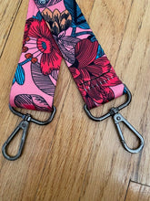 Load image into Gallery viewer, BAG STRAP: FLORAL PINKS (GUNMETAL/SILVER/GOLD HARDWARE)