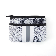 Load image into Gallery viewer, NEOPRENE ZIPPER POUCH/ KEY CHAIN: SNAKE GREY STRIPE