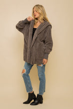 Load image into Gallery viewer, JACKET: FAUX FUR PLUSH STEEL GREY
