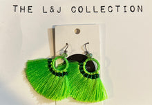 Load image into Gallery viewer, L &amp; J COLLECTION EARRING: FRING FAN (BRIGHT GREEN)
