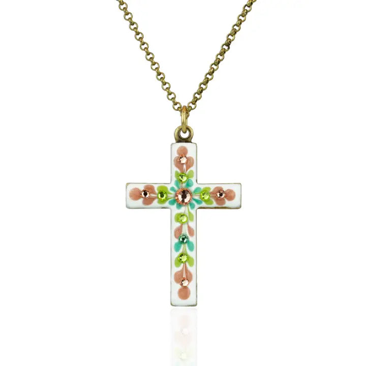 NECKLACES: CRYSTAL GARDEN CROSS