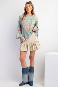 TOP: HEART PATCH TERRY PULLOVER