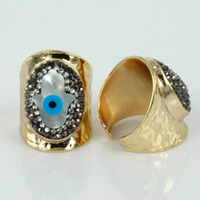 Load image into Gallery viewer, RING: PAVE HAMSA EYE w BEAD
