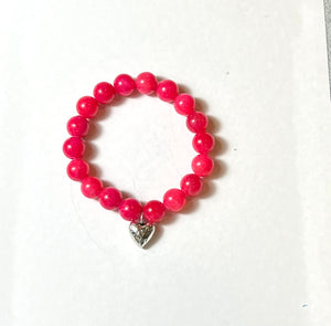 L & J COLLECTION BRACELET: STACKER PUFFY HEART CHARM (ROSY RED)