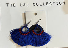 Load image into Gallery viewer, L &amp; J COLLECTION EARRING: FRINGE FAN (DARK BLUE)
