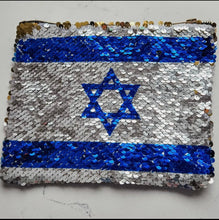 Load image into Gallery viewer, SEQUIN COIN PURSE: ISRAELI FLAG
