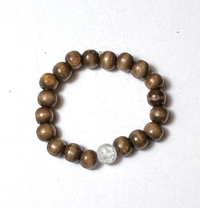 L & J COLLECTION BRACELET: STACKER WOOD BEAD WITH LAVA STONE