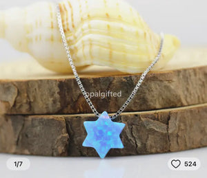 NECKLACE: OPAL STAR (SOLID CENTER)