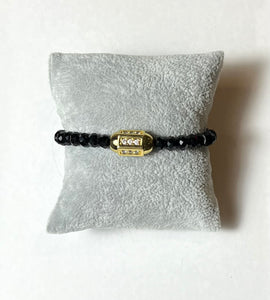 L & J COLLECTION BRACELET: STACKER PAVE BARREL (GOLD)