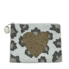 Load image into Gallery viewer, BEADED POUCH: HEART LEOPARD SQAURE
