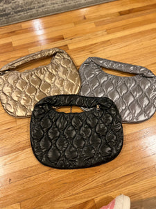 PUFFER: QUILTED ROUND HOBO (GOLD)